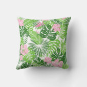 夏緑の熱帯葉の花柄 クッション (裏面)