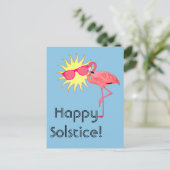 夏至おめでとう、フラミンゴと太陽の顔さん ポストカード (スタンド正面)