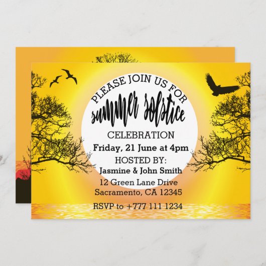 夏至のお祝い 招待状 (正面/裏面)