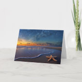 夏至のサンセットビーチとヒトデ カード (正面)