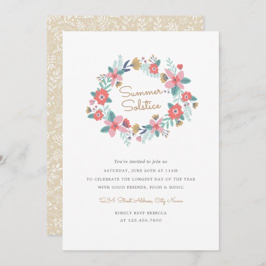 夏至の庭のリースへの招待 招待状 (正面/裏面)