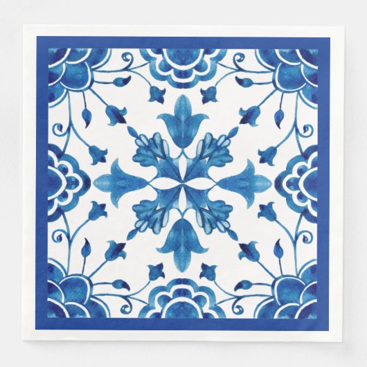 夏花地中海の瓦プリント (正面)