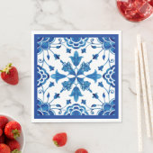 夏花地中海の瓦プリント スタンダードランチョンナプキン (インサイチュ)