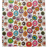 夏花数々の白 シャワーカーテン (正面)