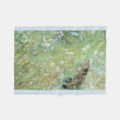 夏草原の猫、ブルーノLiljefors フリースブランケット (正面(横))