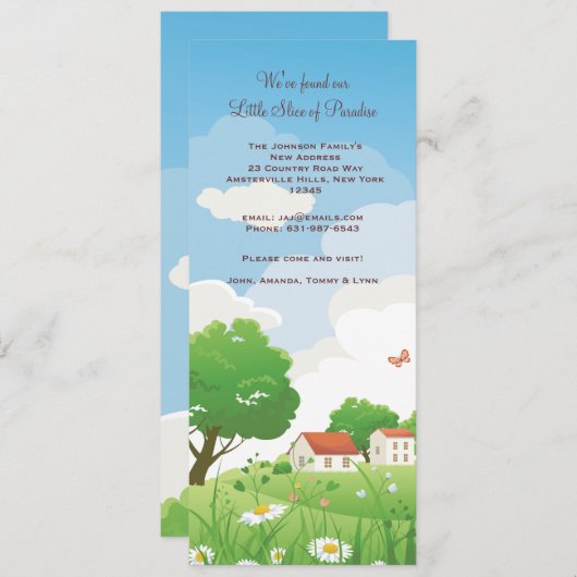 夏草原の移動発表 招待状 (正面/裏面)