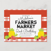 夏農家市場野菜ピクニック誕生日 ポストカード (正面)