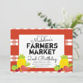 夏農家市場野菜ピクニック誕生日 招待状 (スタンド正面)