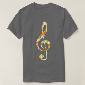 夏迷彩柄パターントレブルクレフ、 音符記号 Tシャツ