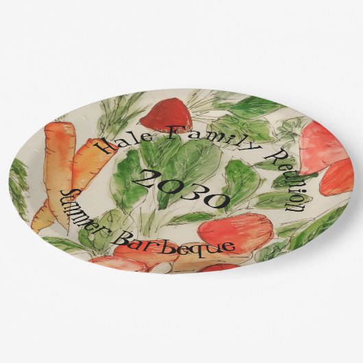 夏野菜水彩デザイン画 ペーパープレート (アングル)