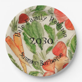 夏野菜水彩デザイン画 ペーパープレート