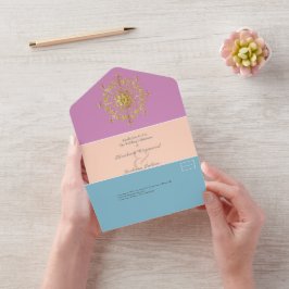 夏金ゴールドマンダラ結婚ズ オールインワン招待状