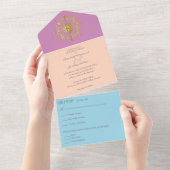 夏金ゴールドマンダラ結婚ズ オールインワン招待状 (貼ってはがせる)