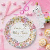 夏開花フローラバタフライベビーシャワーカスタム ペーパープレート (パーティー)
