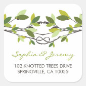 夏離れの恋の木の結び結婚付け スクエアシール (正面)