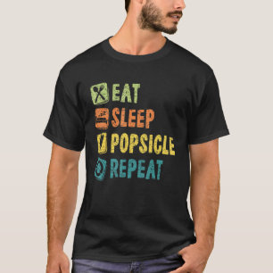 夏食べの熱帯休暇を繰り返す睡眠ポプシクル Tシャツ