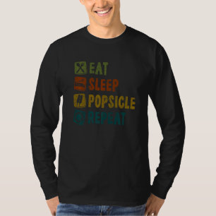 夏食べの熱帯休暇を繰り返す睡眠ポプシクル Tシャツ