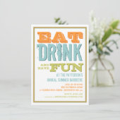 夏食べのBBQパーティーでおもしろいを飲み、持つ 招待状 (スタンド正面)