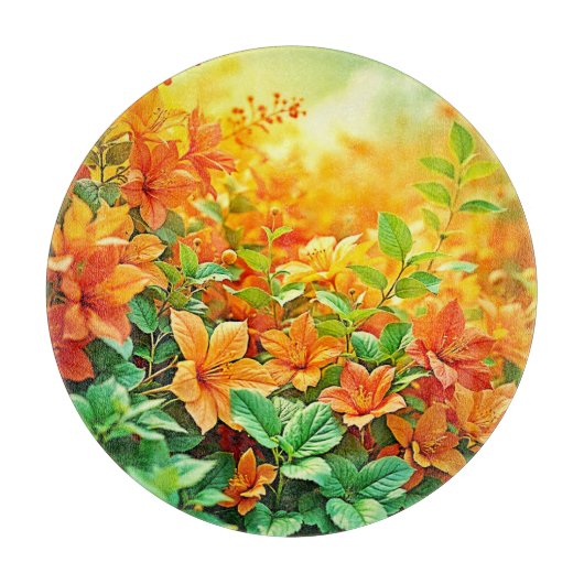 夏鮮やかの花 カッティングボード (正面)