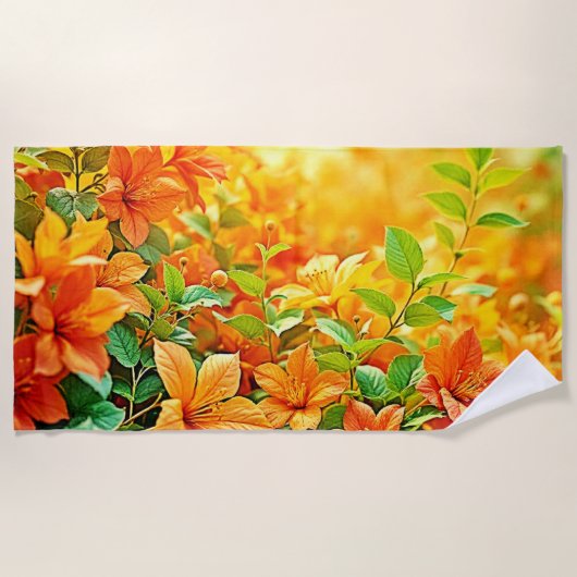 夏鮮やかの花 ビーチタオル (正面)