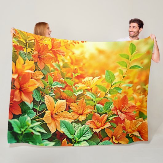 夏鮮やかの花 フリースブランケット (インサイチュ)