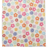 夏70年代ボホレトロデイジー花 シャワーカーテン (正面)