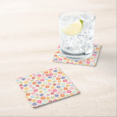 夏70年代ボホレトロデイジー花 スクエアペーパーコースター (インサイチュ)