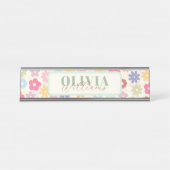 夏70年代ボホレトロデイジー花 デスクネームプレート (正面)