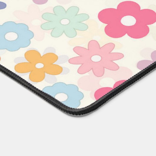 夏70年代ボホレトロデイジー花 デスクマット (コーナー)