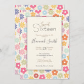 夏70年代ボホレトロデイジー花 招待状 (正面/裏面)