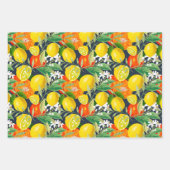 夏，かんきつ，ボホ，ボヘミアン，フローラ地中海の ラッピングペーパーシート (正面)