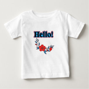 夏 こんにちは 花 ベビーTシャツ