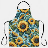 夏/ひまわり/鳥 エプロン (正面)