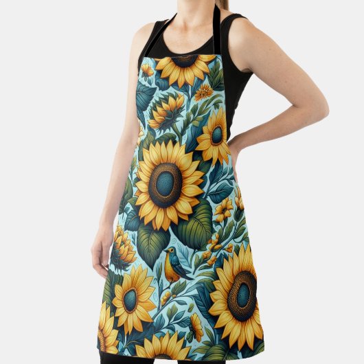 夏/ひまわり/鳥 エプロン (インサイチュ)