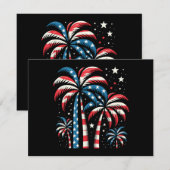 夏 アメリカ 国旗 7月4日 エンクロージャーカード (正面/裏面)