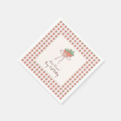 夏，イチゴ，リボンガール1st誕生日 スタンダードカクテルナプキン (角)