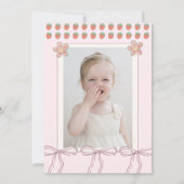 夏，イチゴ，リボン写真1st誕生日 招待状 (裏面)