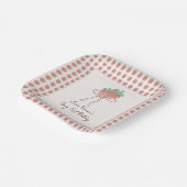 夏，イチゴ，リボン1歳の誕生日パーティー ペーパープレート (傾斜あり)