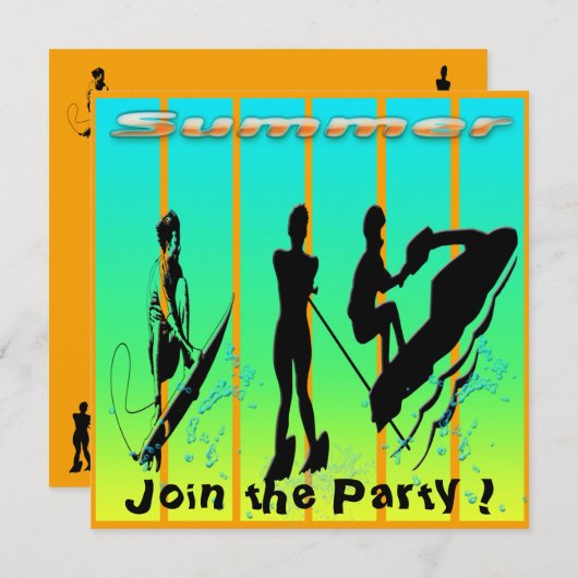 夏-ウォーター・スポーツの招待状 招待状 (正面/裏面)