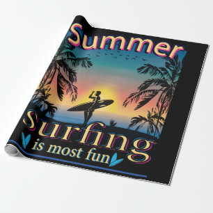 夏 – サーフィンは最もおもしろい包装紙 ラッピングペーパー