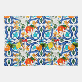 夏，シチリアのタイル，マジョリカ，セラミックタイル キッチンタオル