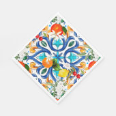 夏，シチリアのタイル，マジョリカ，セラミックタイル スタンダードランチョンナプキン (角)