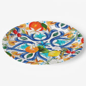 夏，シチリアのタイル，マジョリカ，セラミックタイル ペーパープレート (アングル)