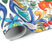 夏，シチリアのタイル，マジョリカ，セラミックタイル ラッピングペーパー (ロールコーナー)