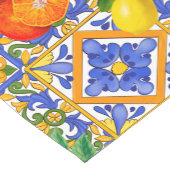 夏,シチリアのタイル,柑橘類,オレンジ,マジョリカ ショートテーブルランナー (コーナー)