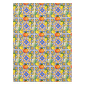 夏，シチリアのタイル，柑橘類，オレンジ，マジョリカ テーブルクロス (正面)