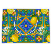 夏，シチリアのタイル，柑橘類，オレンジ，マジョリカ ラージペーパーバッグ (正面)