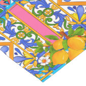 夏，シチリアのタイル，柑橘類，レモン地中海 ショートテーブルランナー (コーナー)