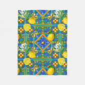 夏,シチリアタイル,かんきつ,オレンジ,マジョリカ フリースブランケット (正面)