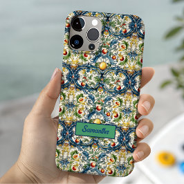 夏、シチリア地中海オレンジ マヨリカ iPhone 15ケース